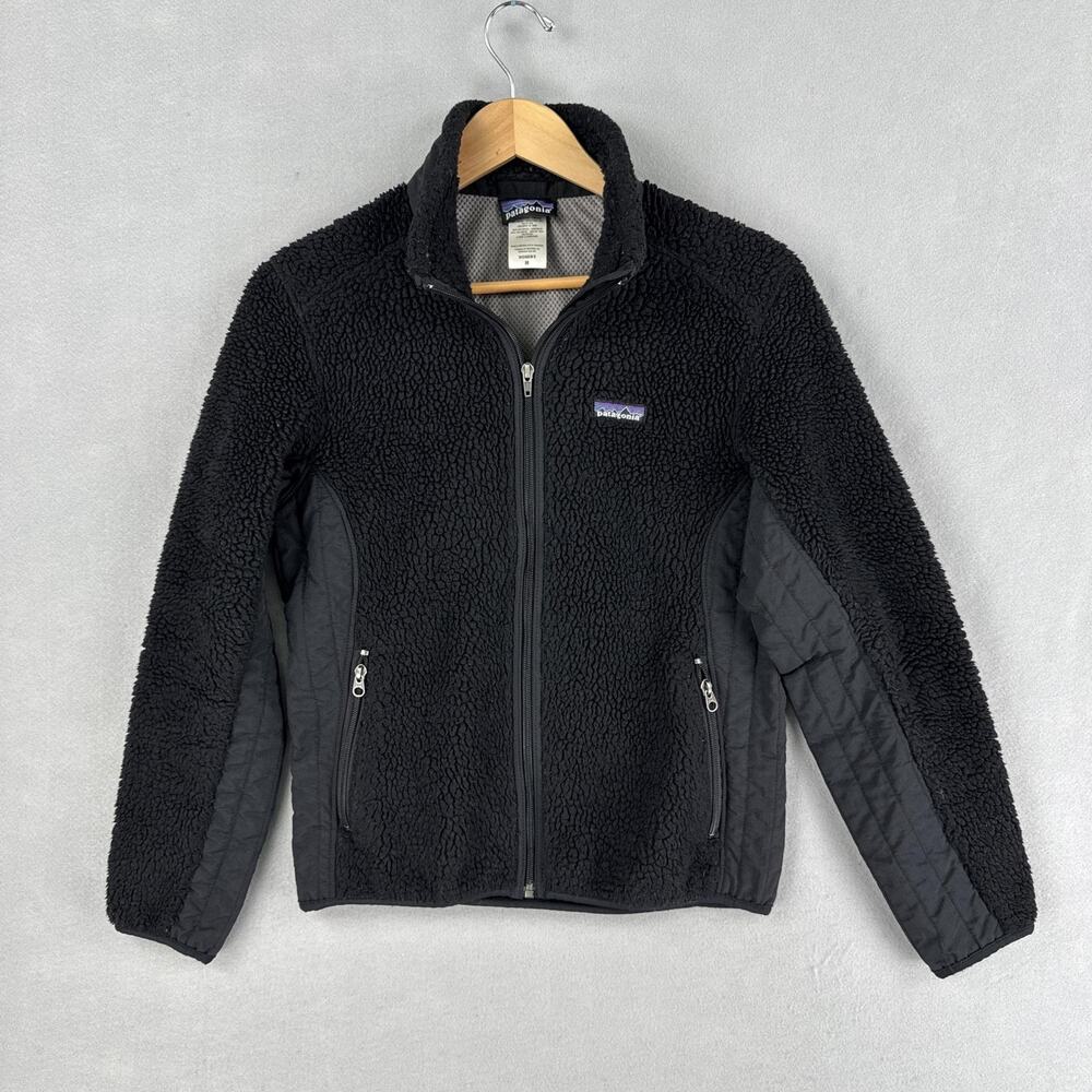 Patagonia Retro X Jacket Womens Medium Black Fleece Zip Quilted Outdoor Hiking